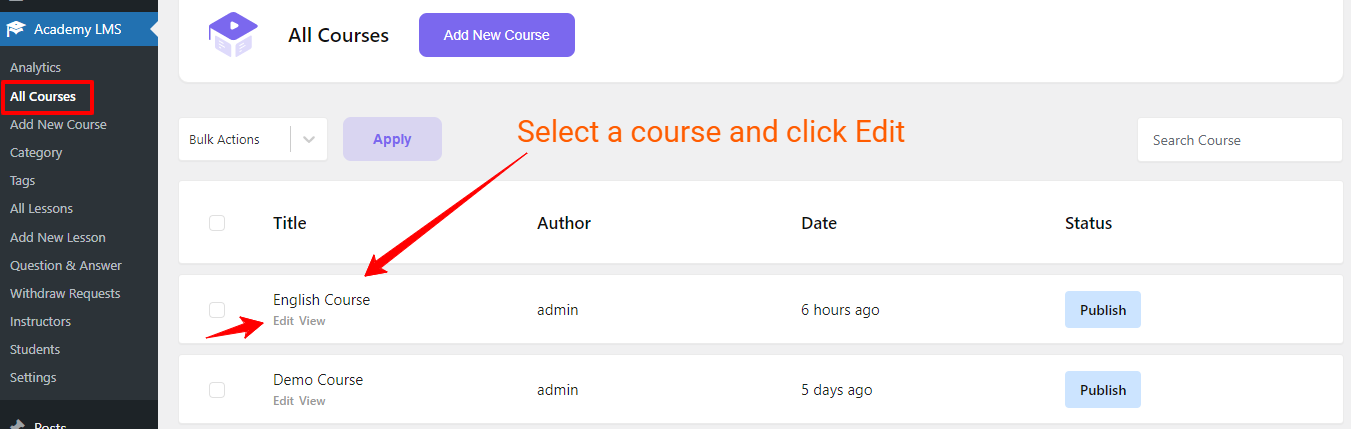 How to create course? - Academy LMS