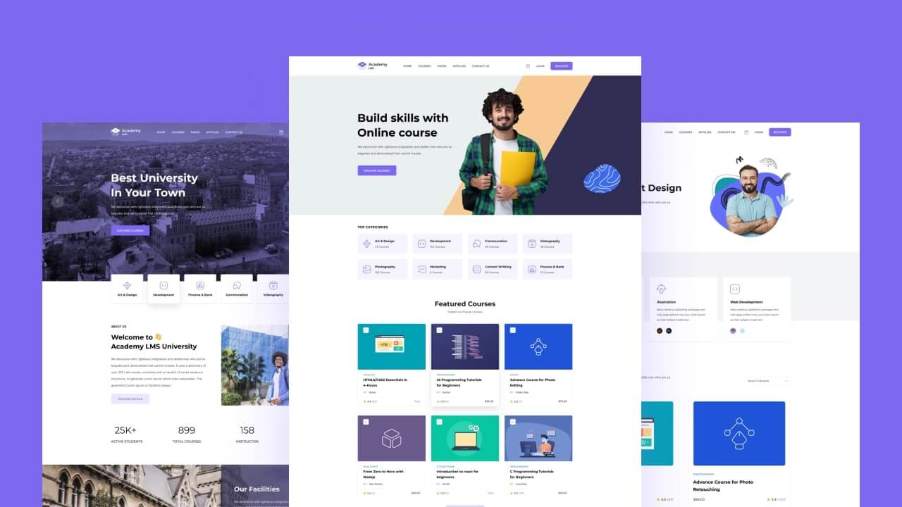 free lms website template - Academy LMS