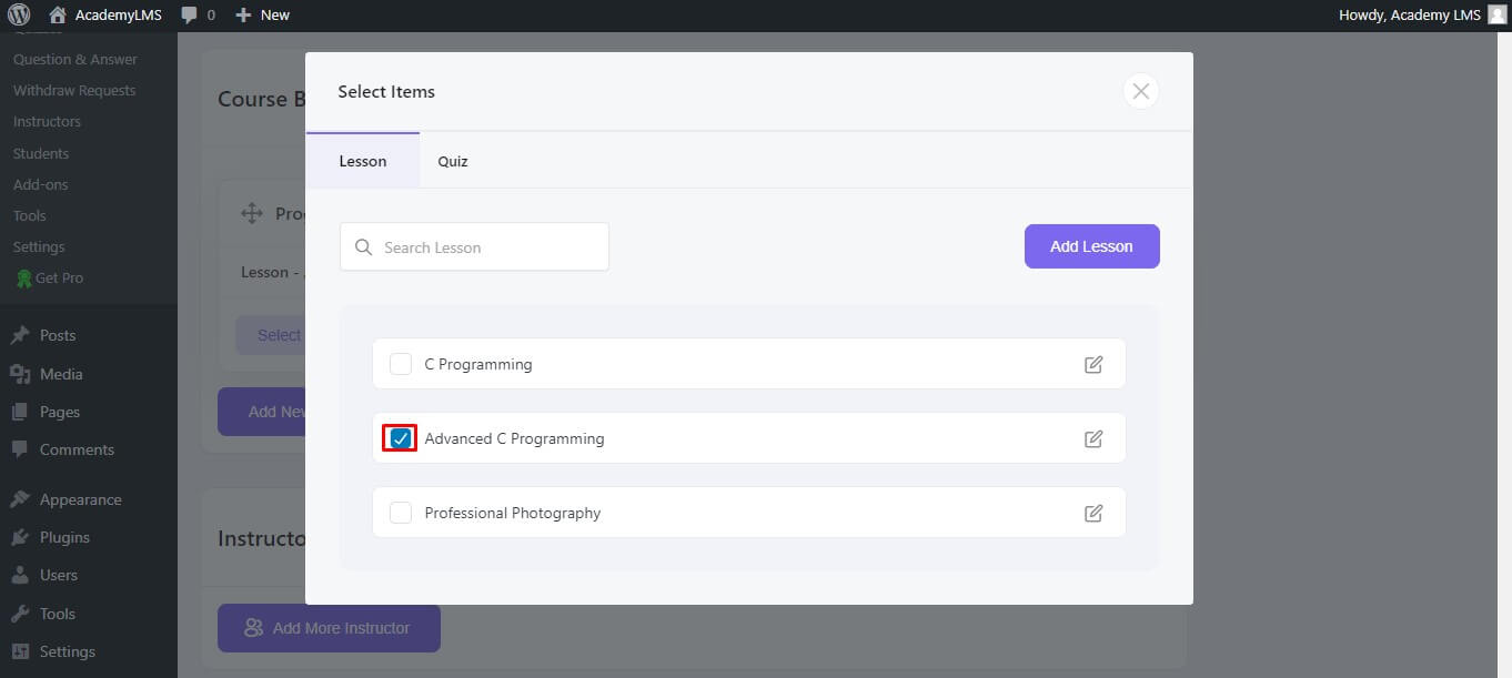 How to create lesson? - Academy LMS