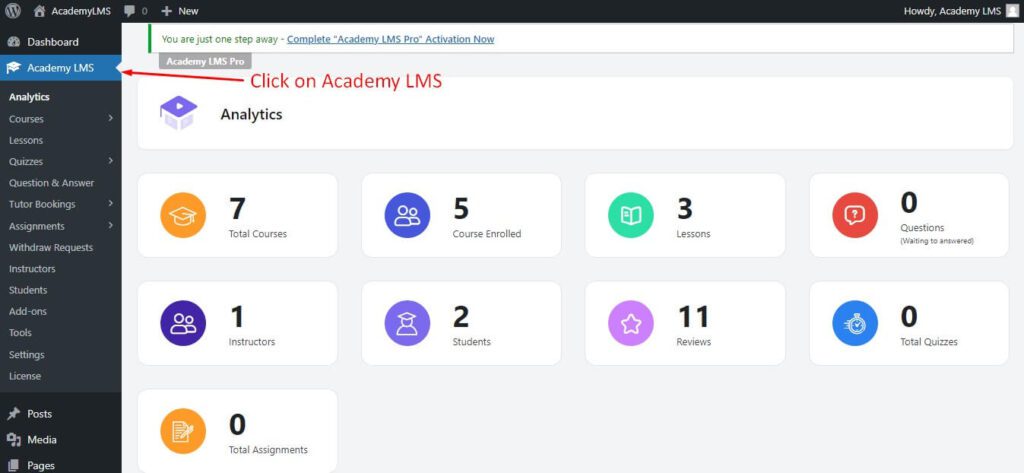 click academy lms