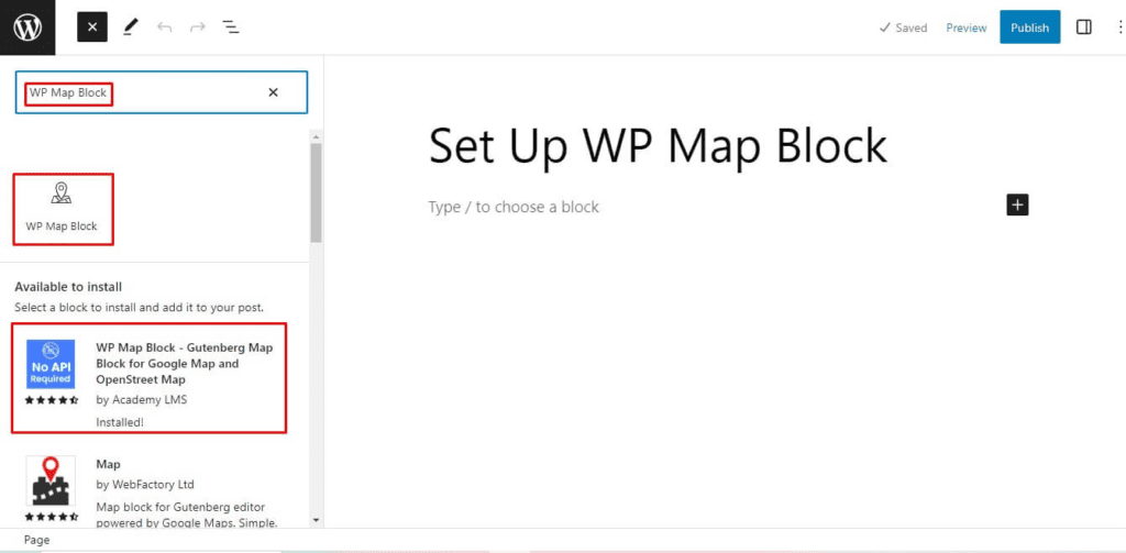 wp map block