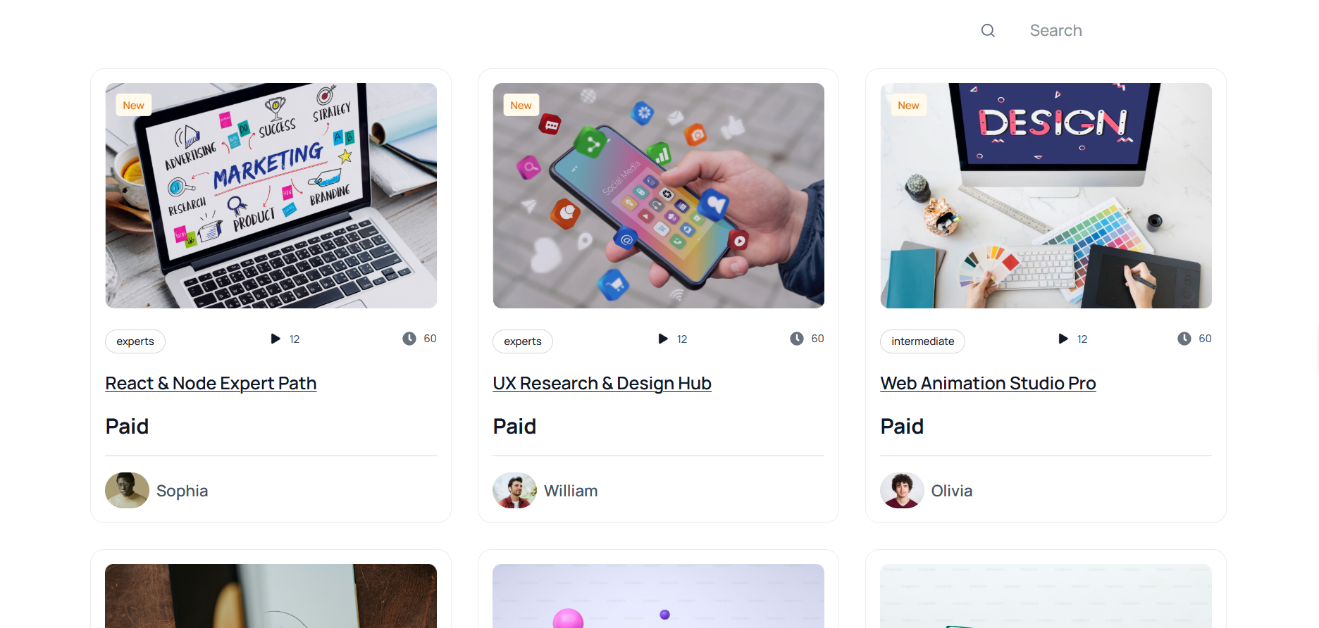 Courses archive page