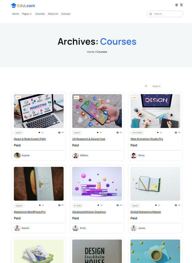 Courses Page Preview