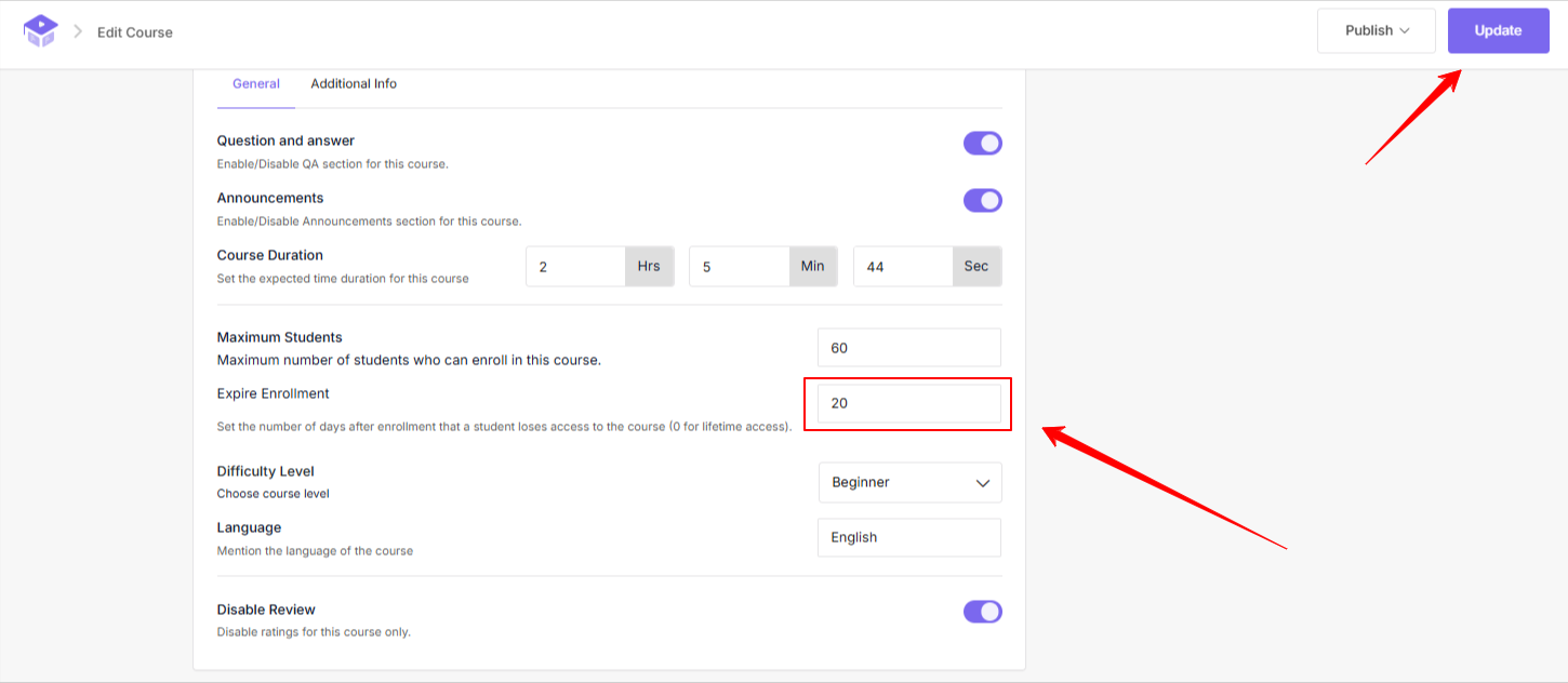 Update Expire Enrollment