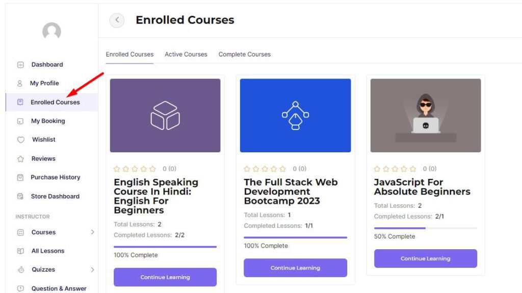 enrolled courses
