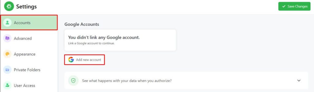 Connect Google Account