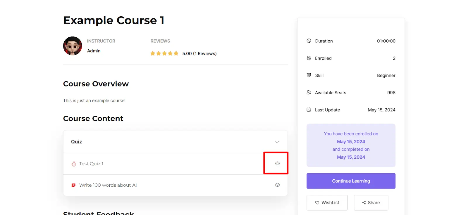 Course details
