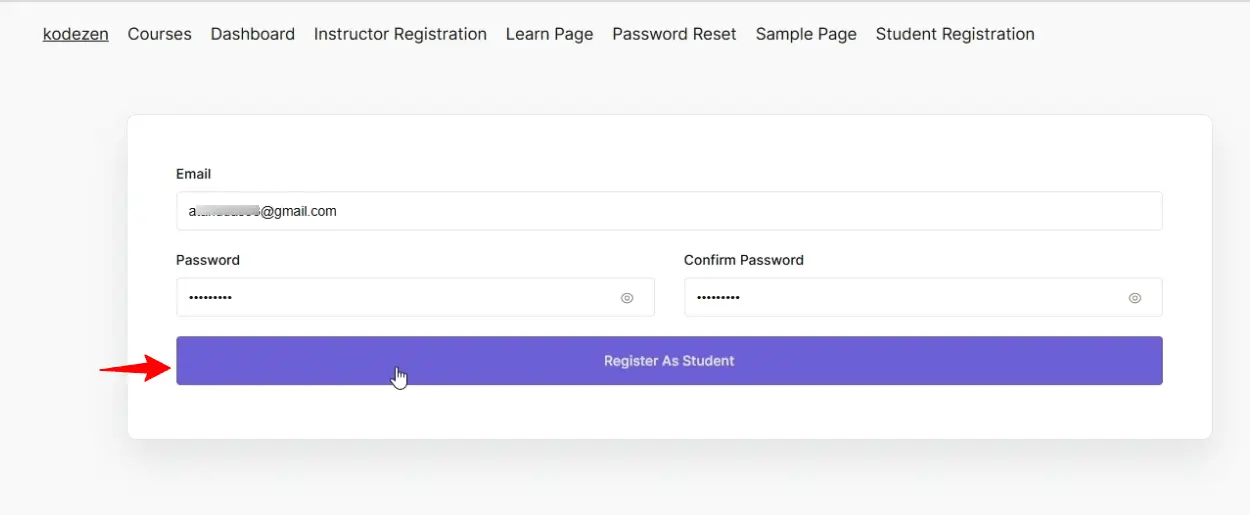 Register As Student button