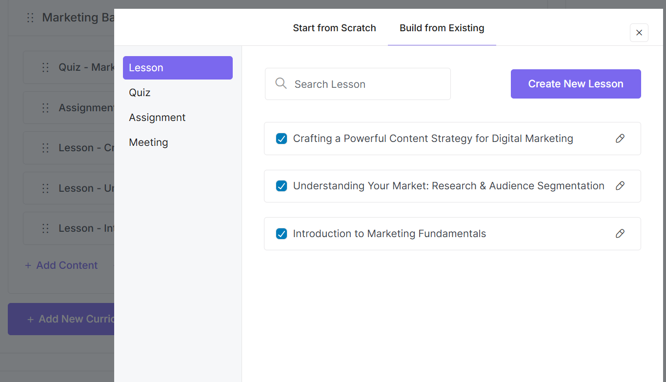 created lessons or other content