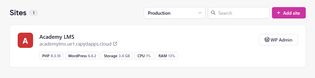 Rapyd Cloud dashboard to switch  wordpress dashboard 