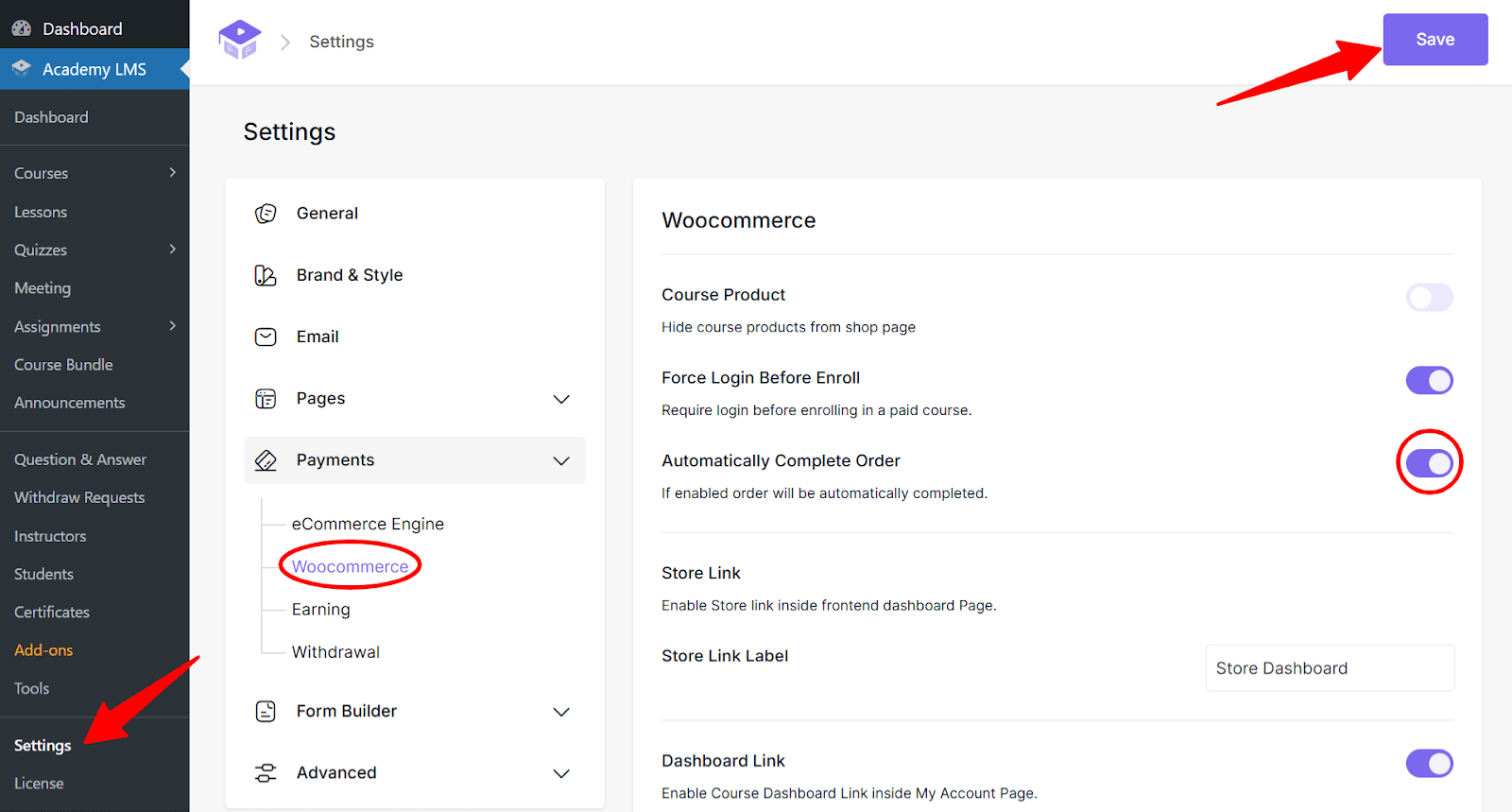 Navigate to WooCommerce Integration