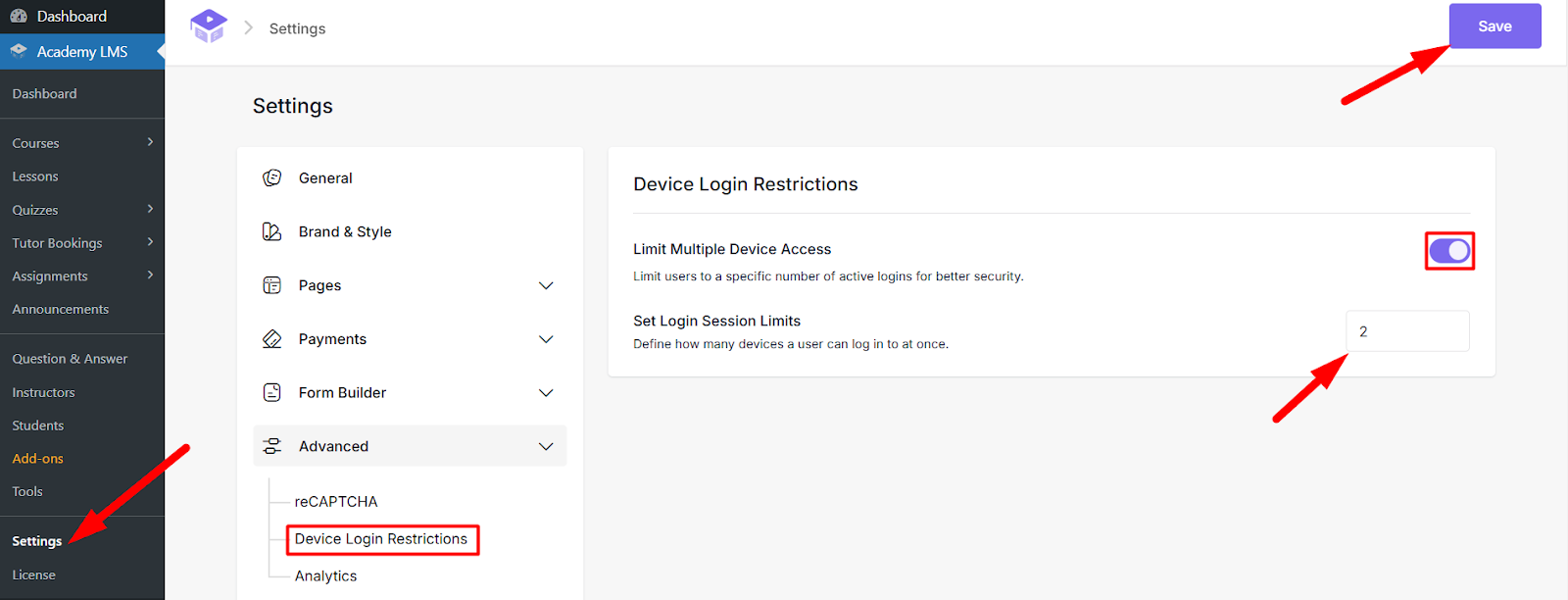 Configuring Device Login Restrictions