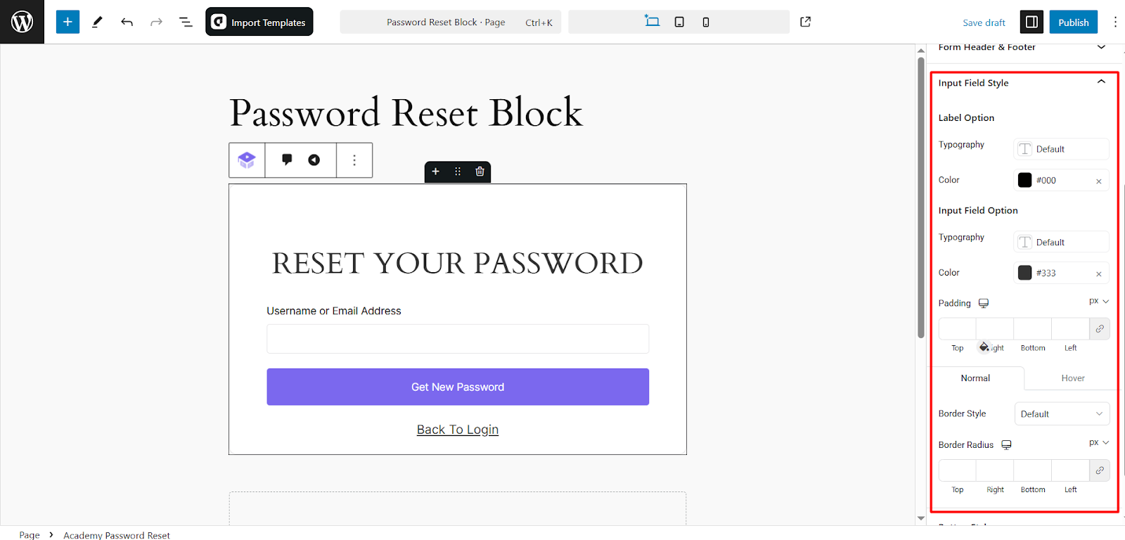 Customizing Input Field Style