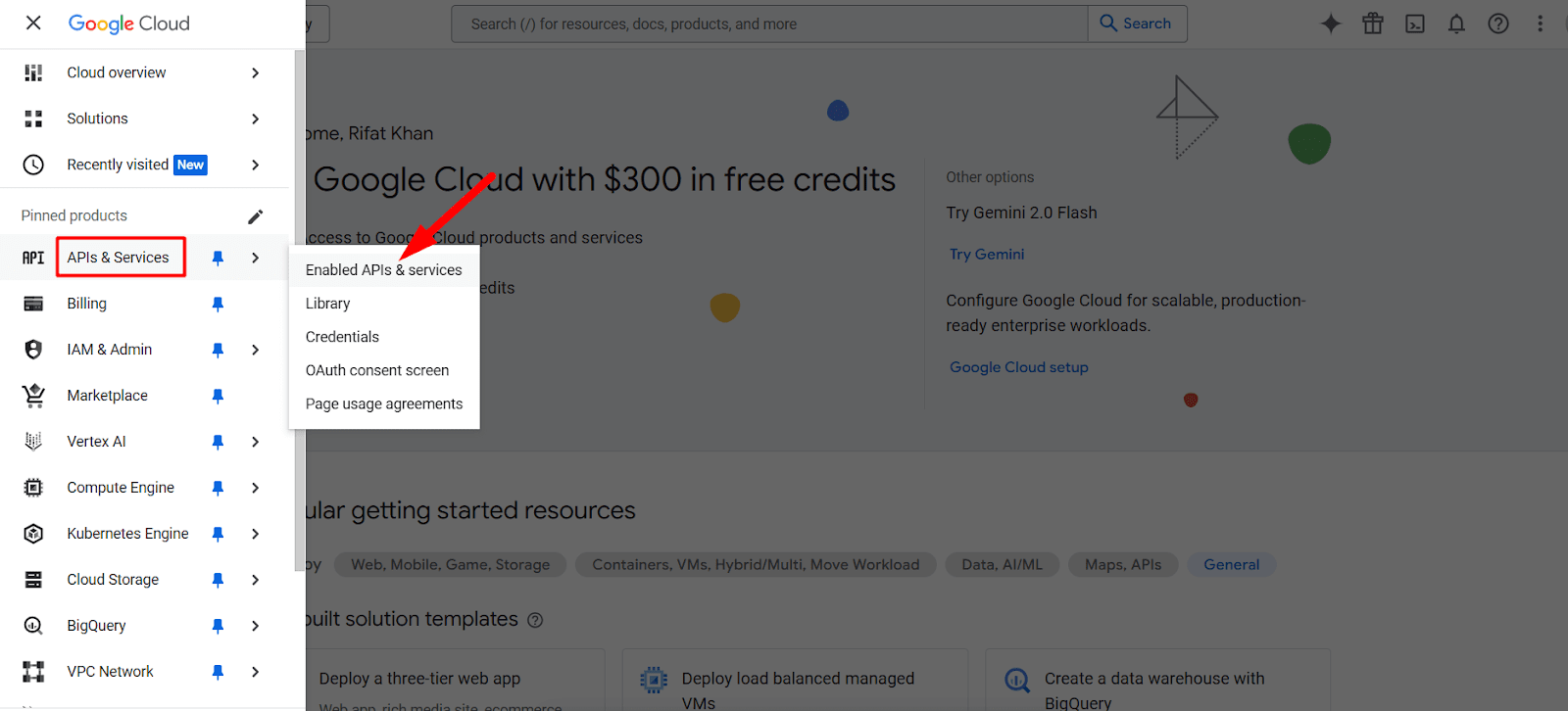 Enabling APIs and Services