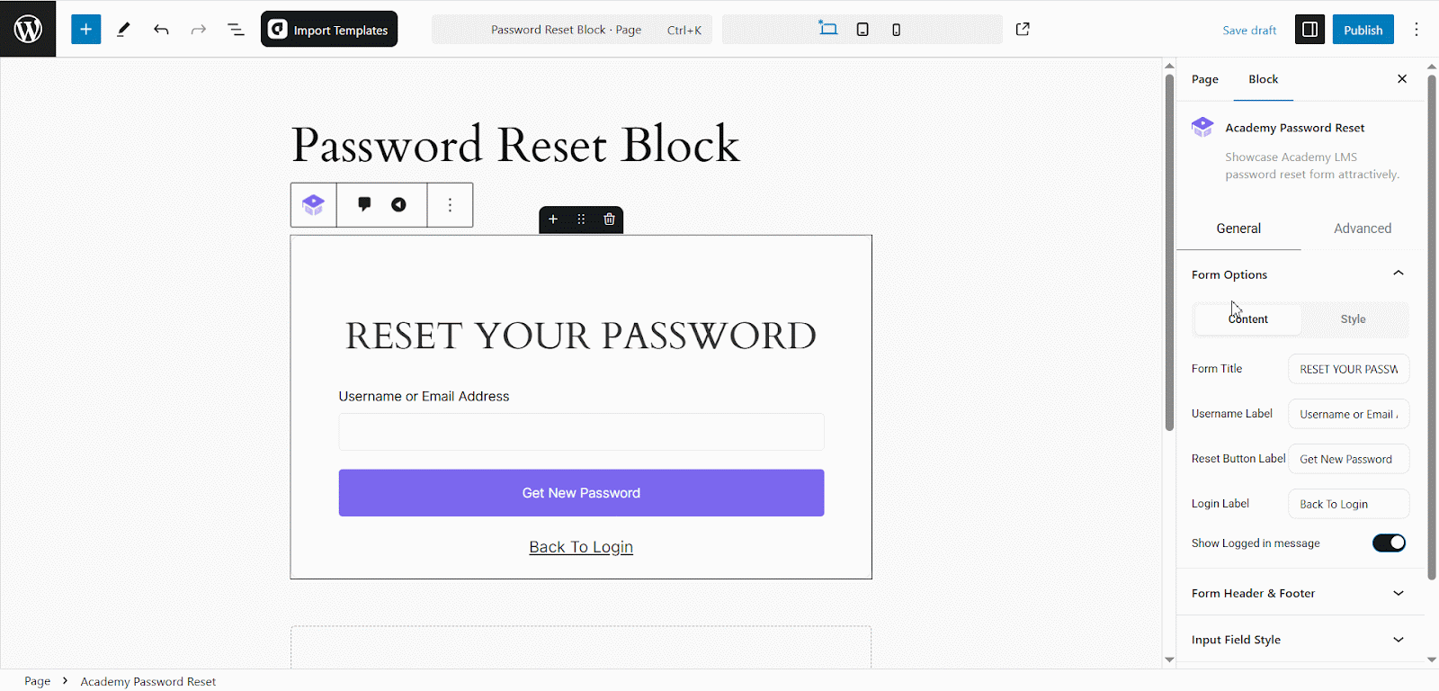 Customize the Block