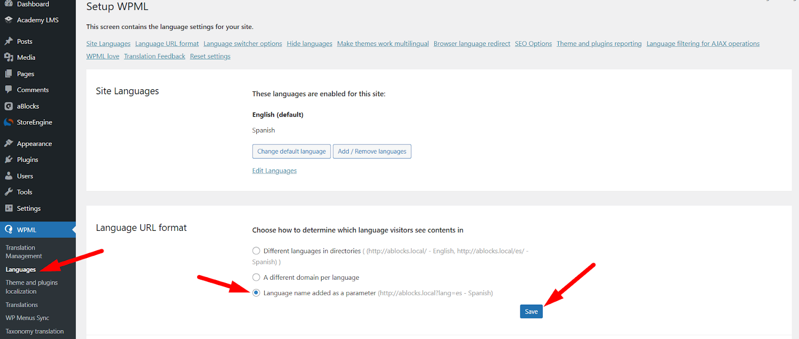 Set WPML Language URL Format