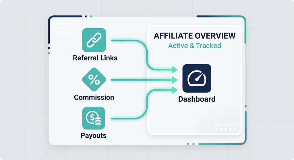  Built-in affiliate tracking dashboard for an online store