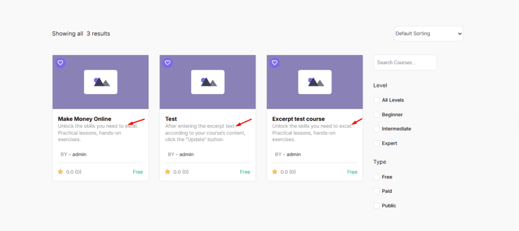  Academy LMS Courses page