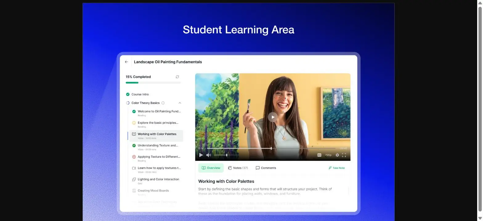 Tutor LMS student learning area