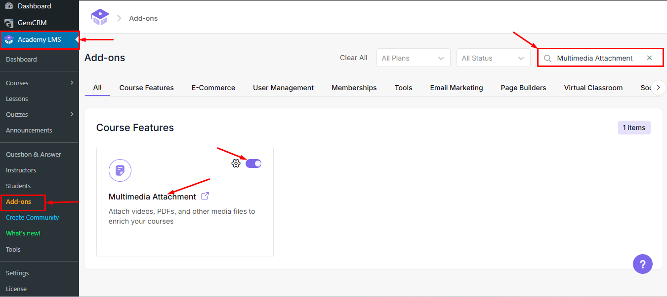 Enable Multimedia Attachment Addon