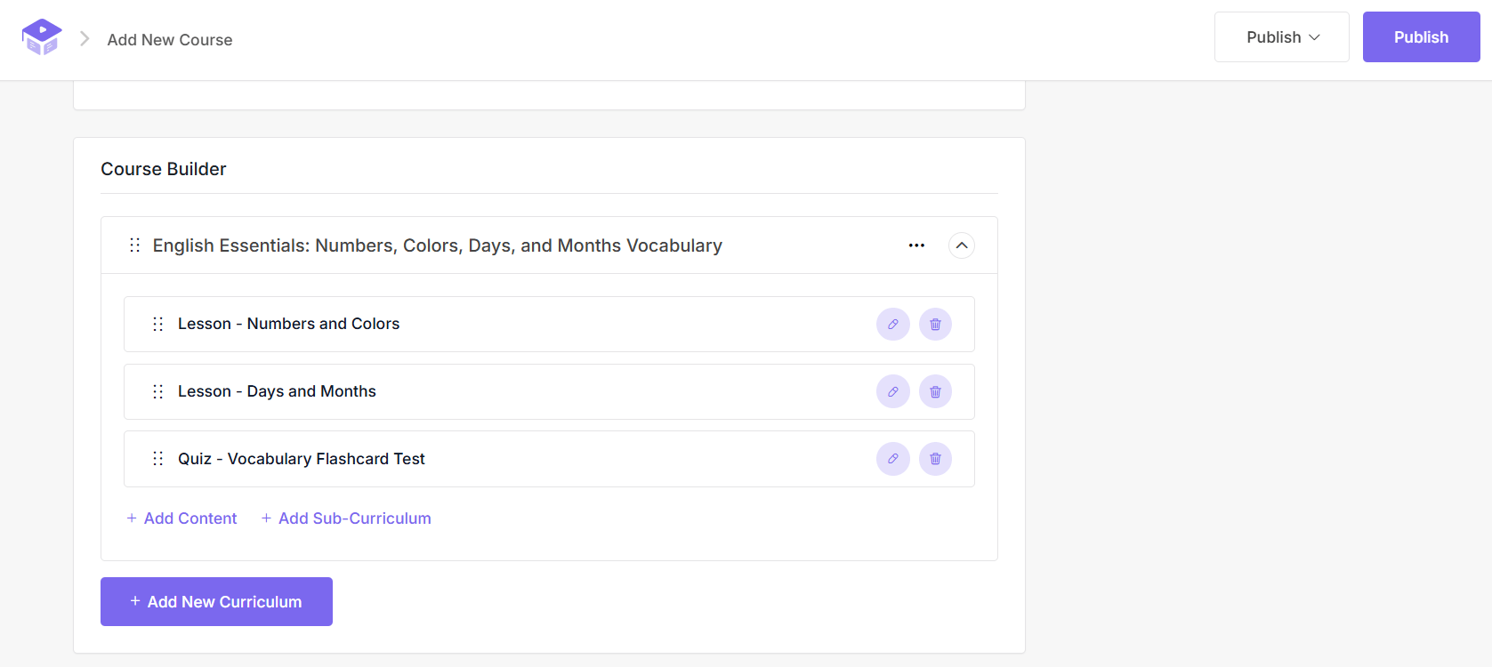 Course Builder Settings