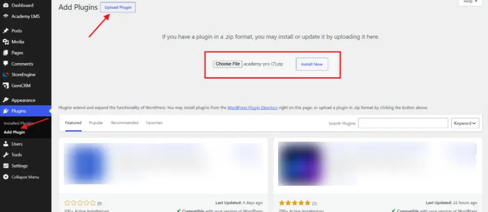 Upload Academy LMS Pro ZIP