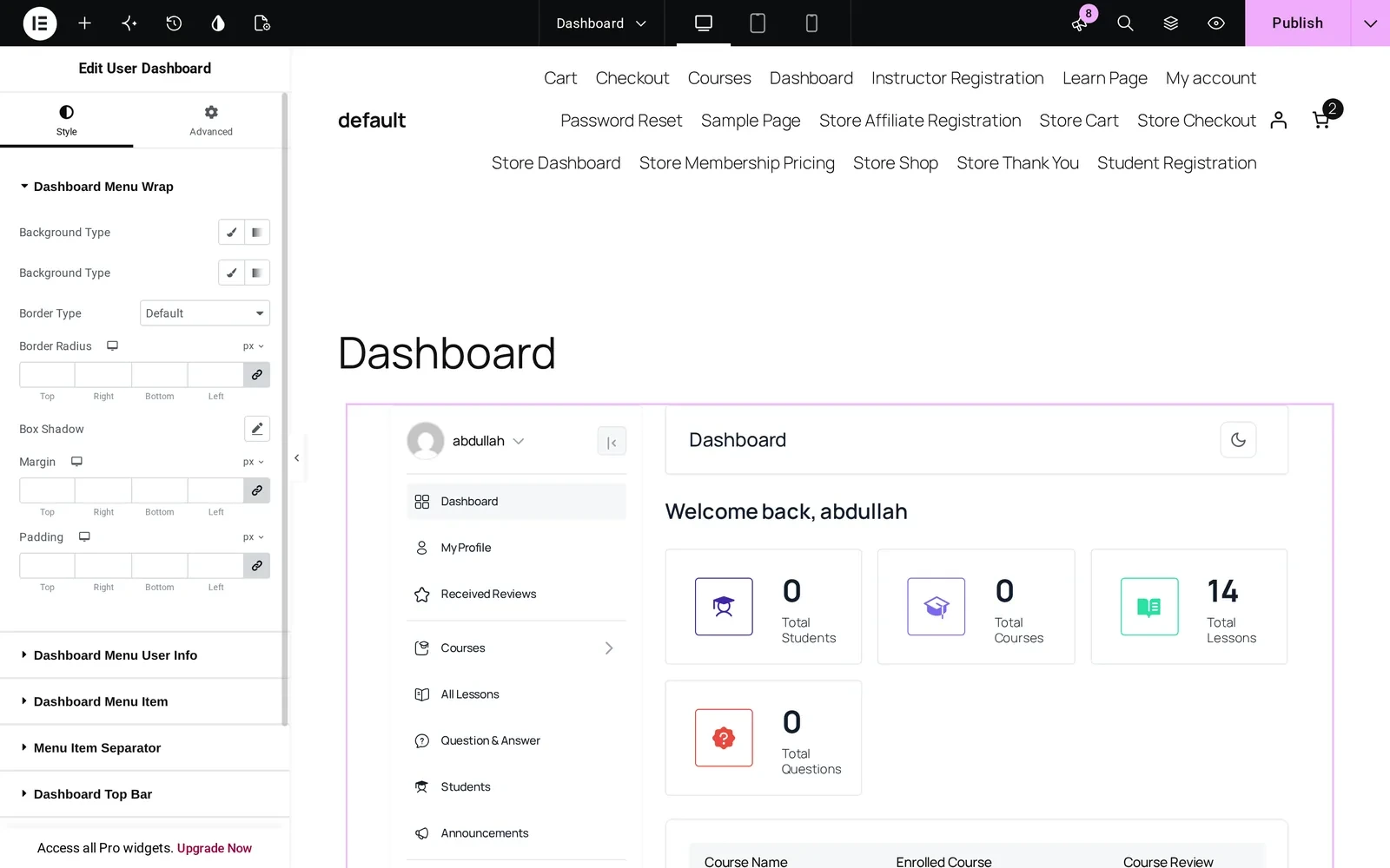 Add widgets to any other page