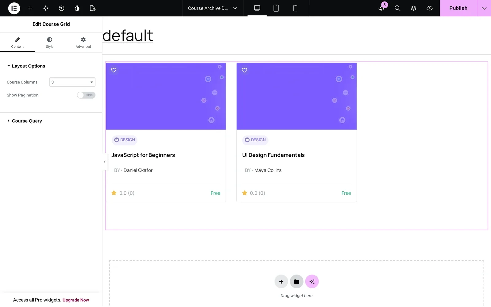 Course Archive template