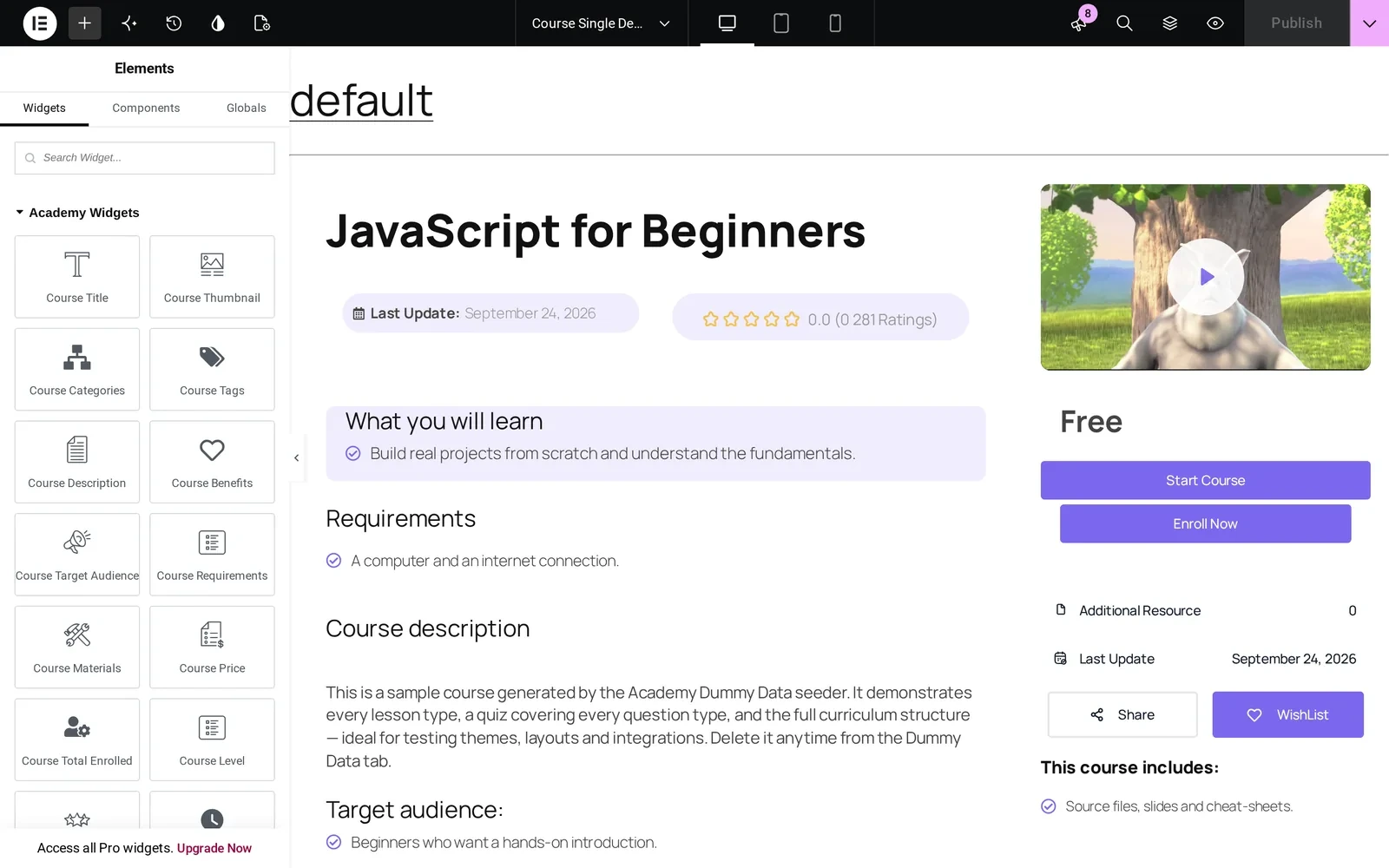 Design with Academy Widgets