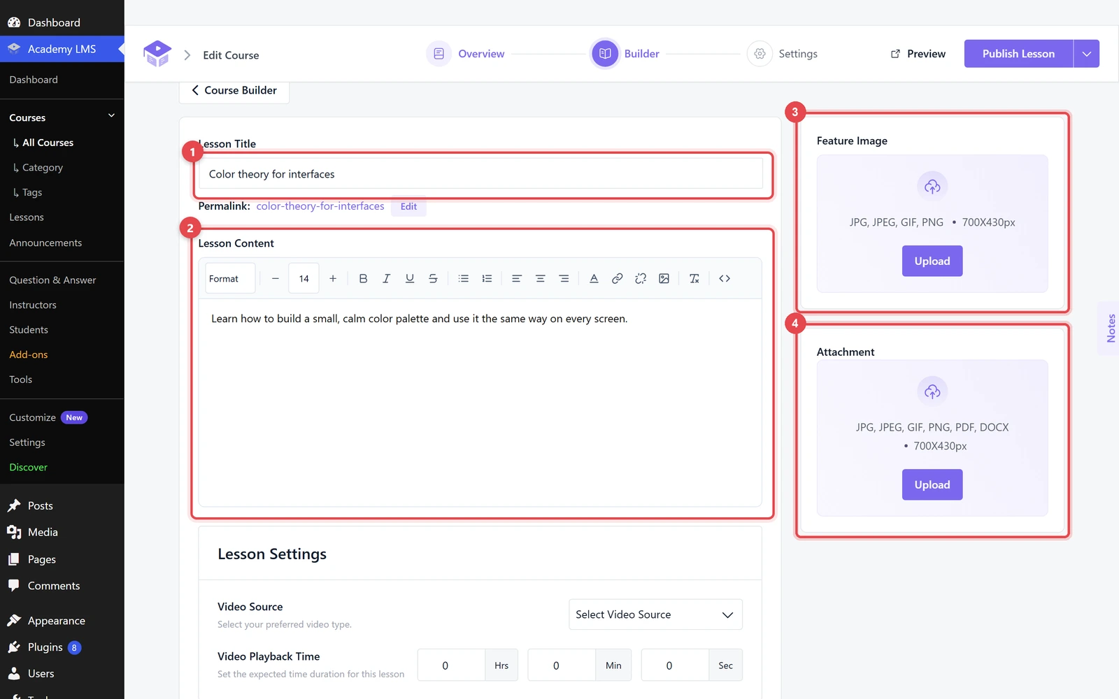 Lesson editor