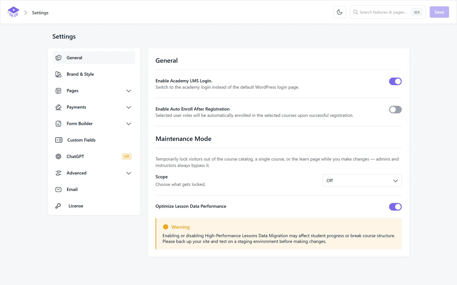 Academy LMS Maintenance Mode