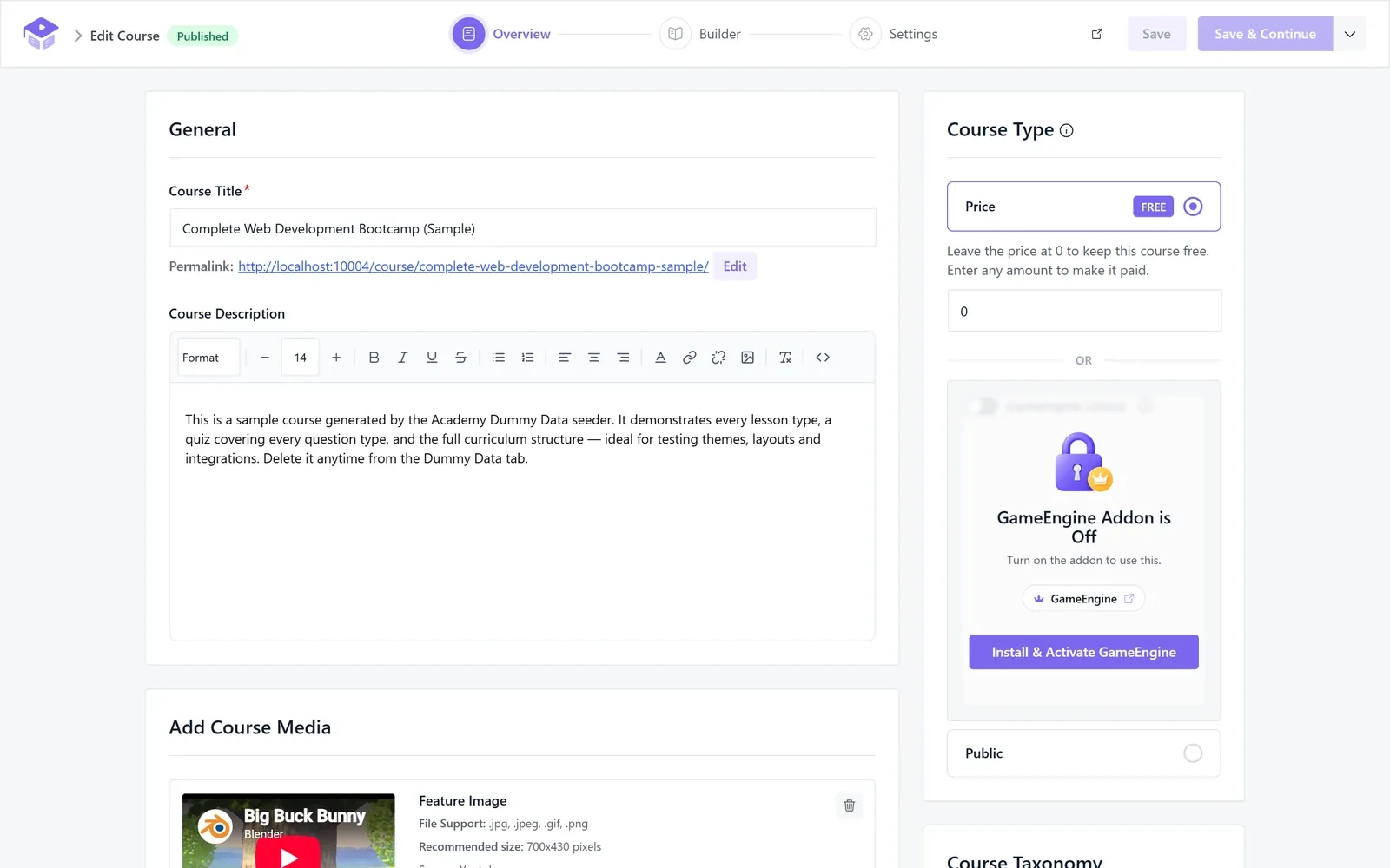 Academy LMS Course Build a Overview