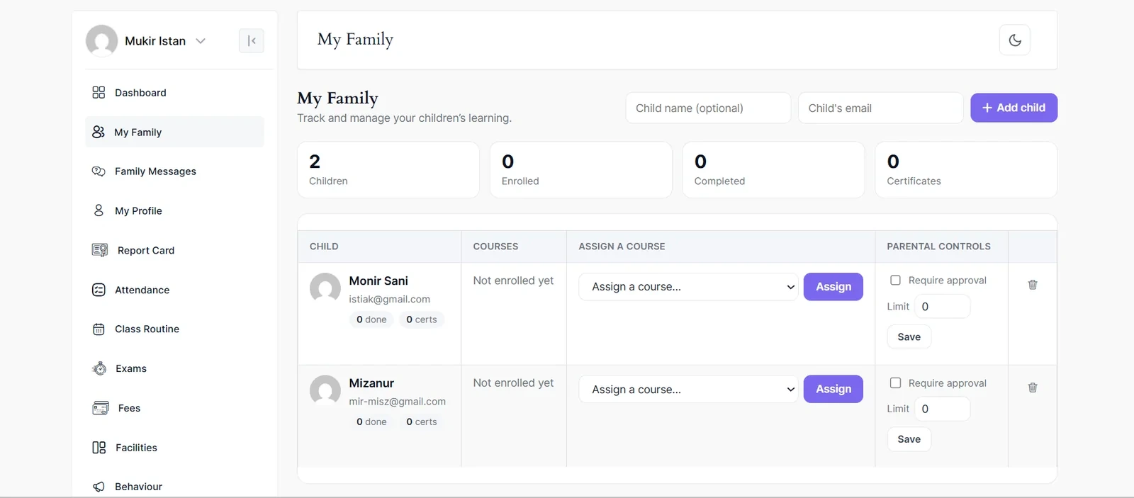 Academy LMS Admin Dashboards