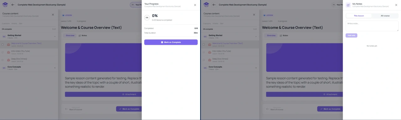 Academy LMS Learn Page