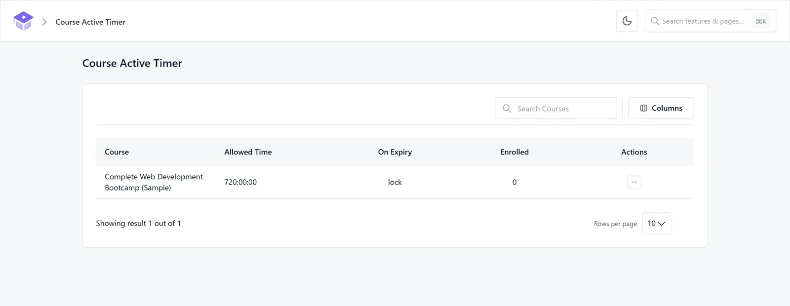 Course Active Timer