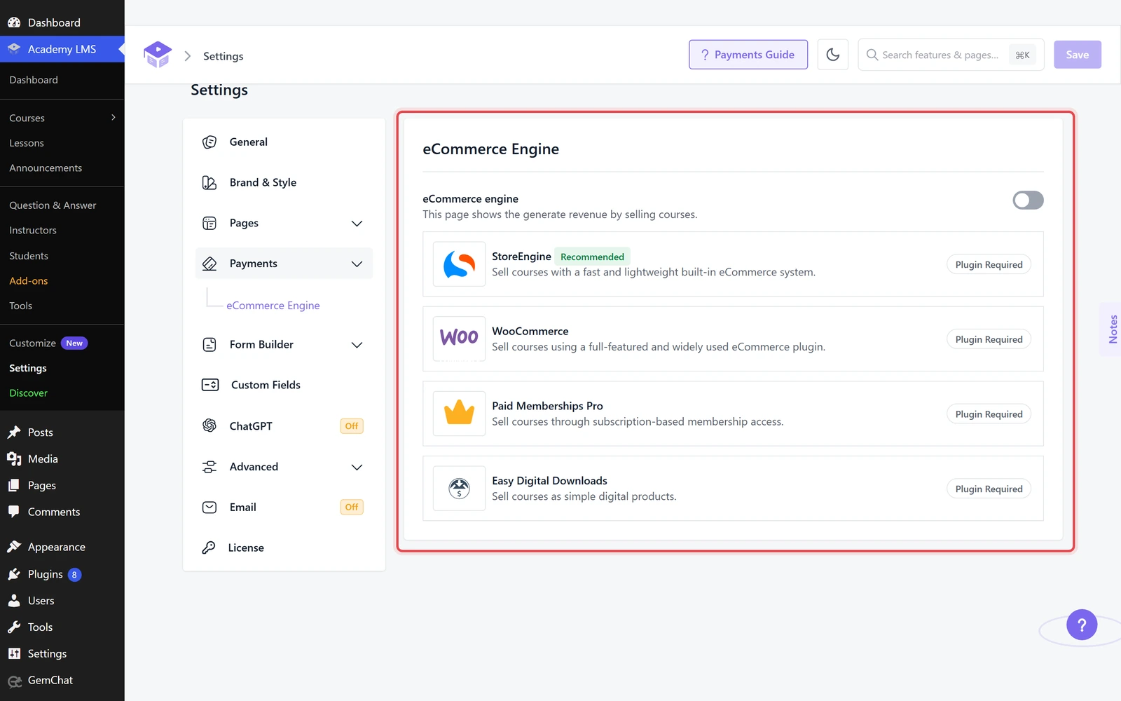 Payments eCommerce Engine