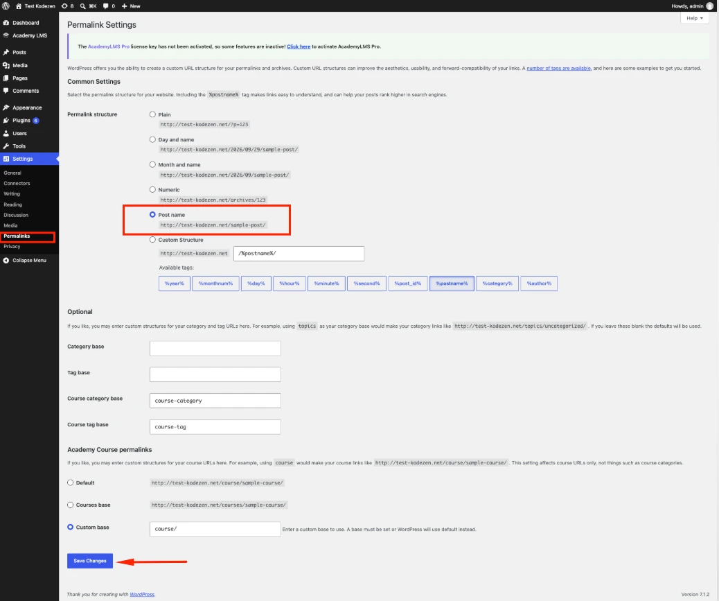 Permalink Settings