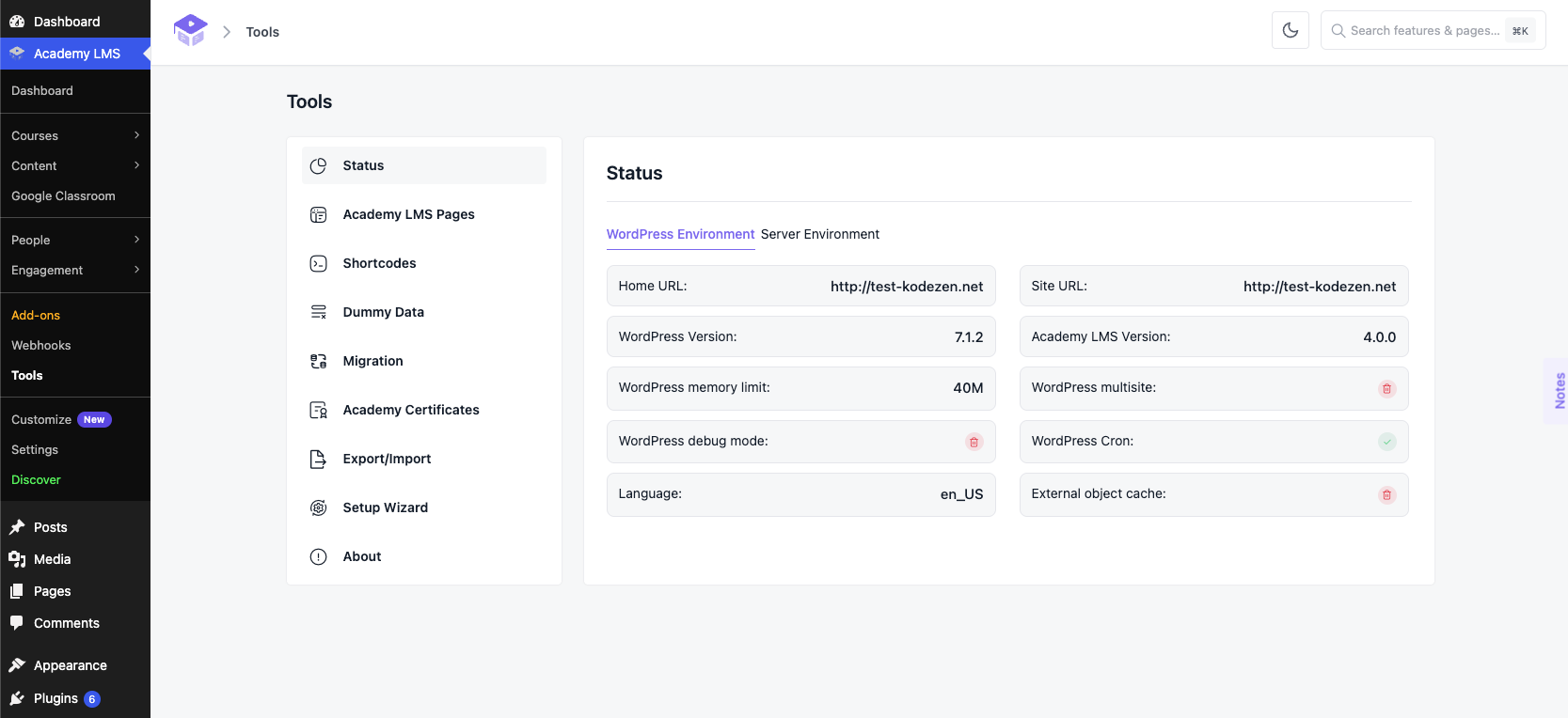 Plugin stauts contents