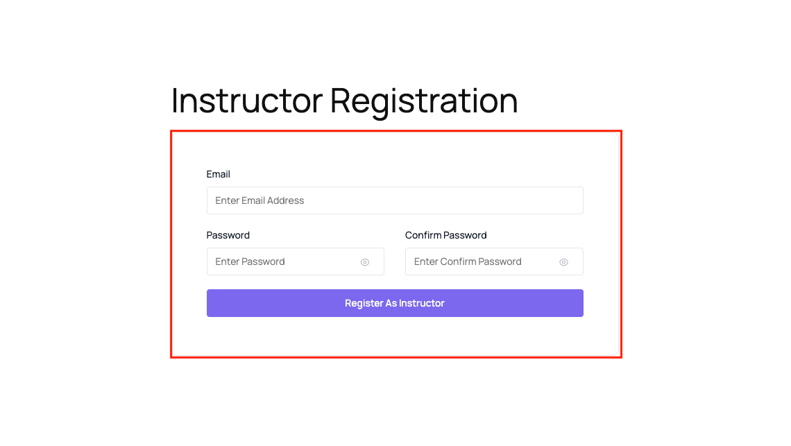 Registration page render view