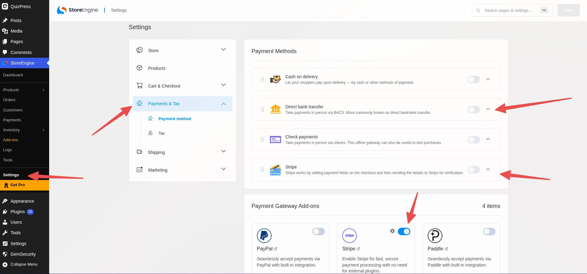 Set payment method