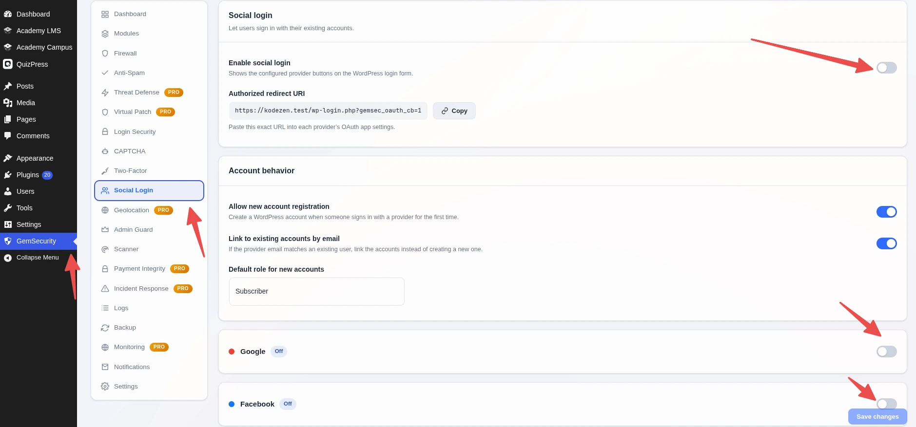Social login