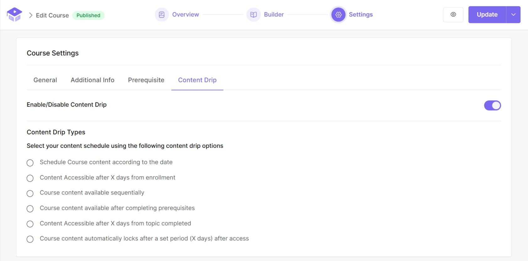 Enable Content Drip