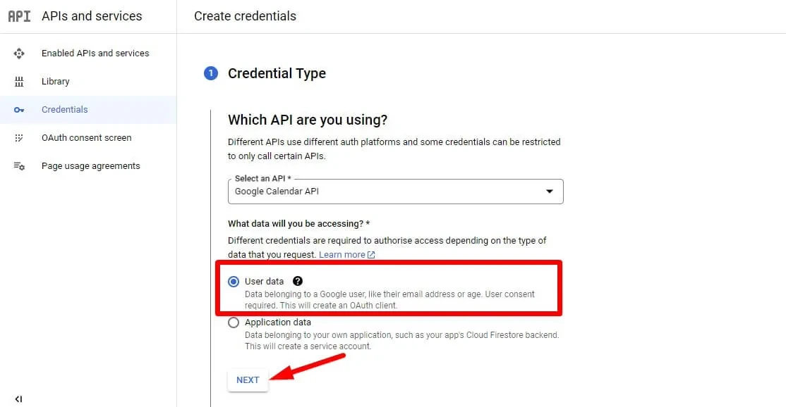 choose User data
