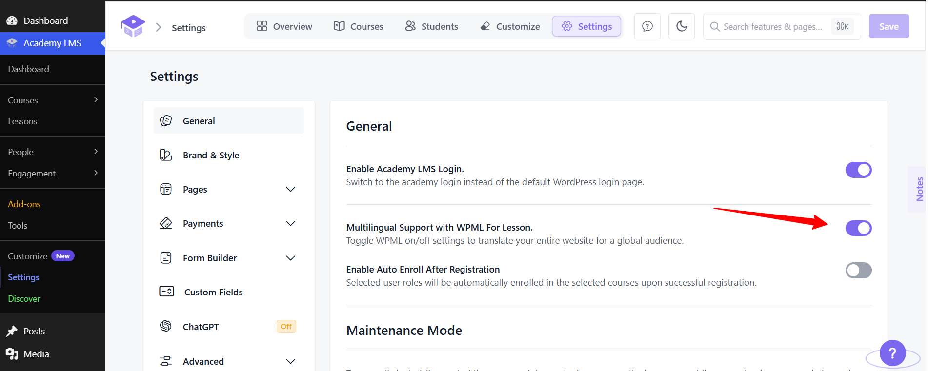 Multi-lingual Support with WPML for Lessons