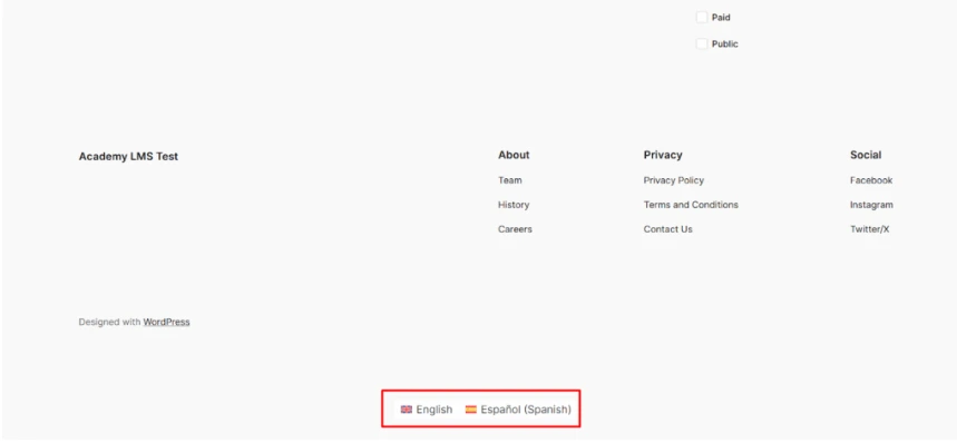 WordPress language switcher