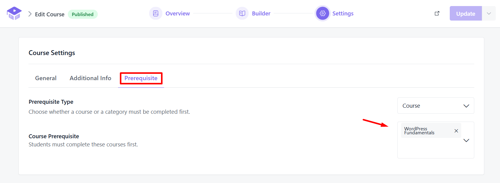 Configure the Course Prerequisite