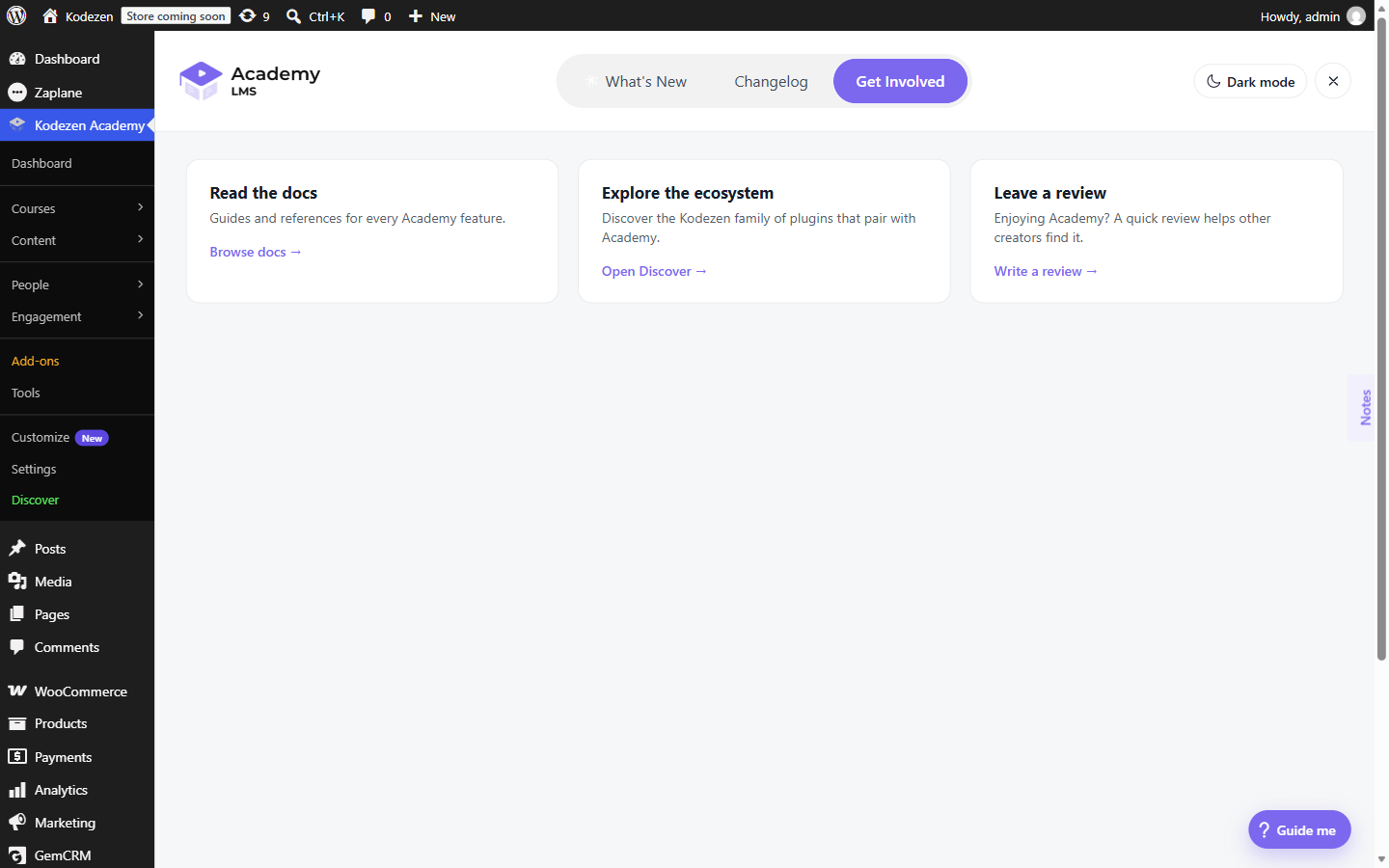The Get Involved tab