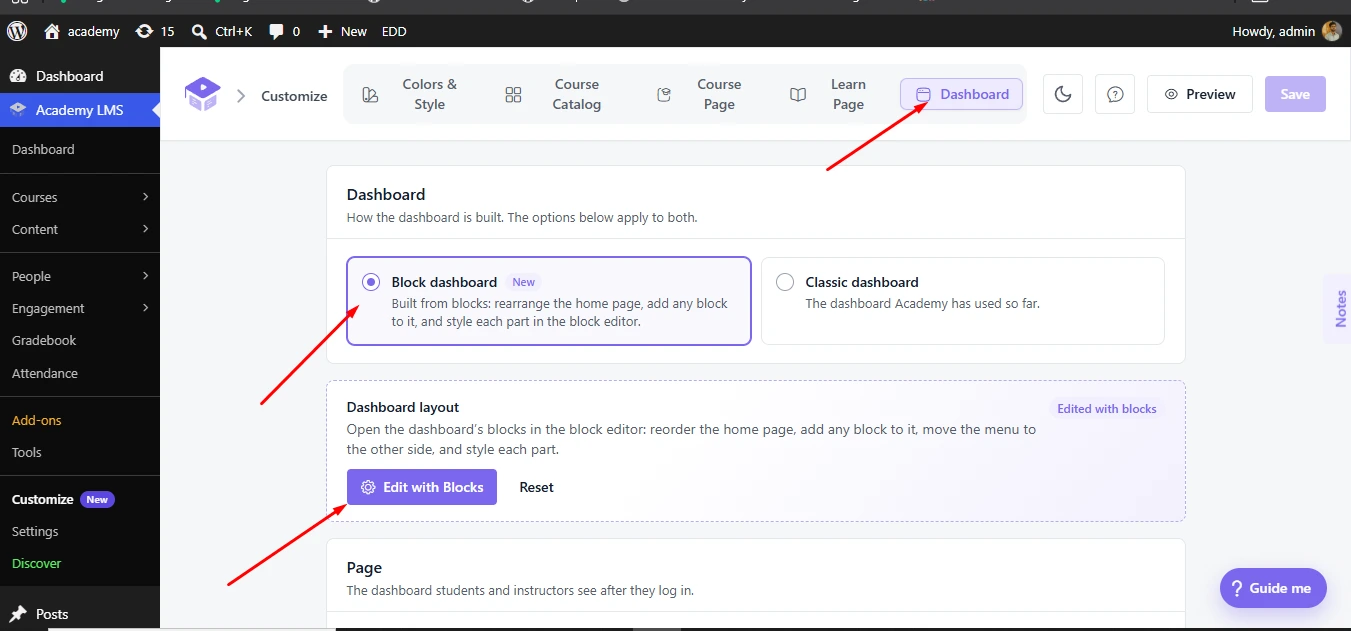 Dashboard layout