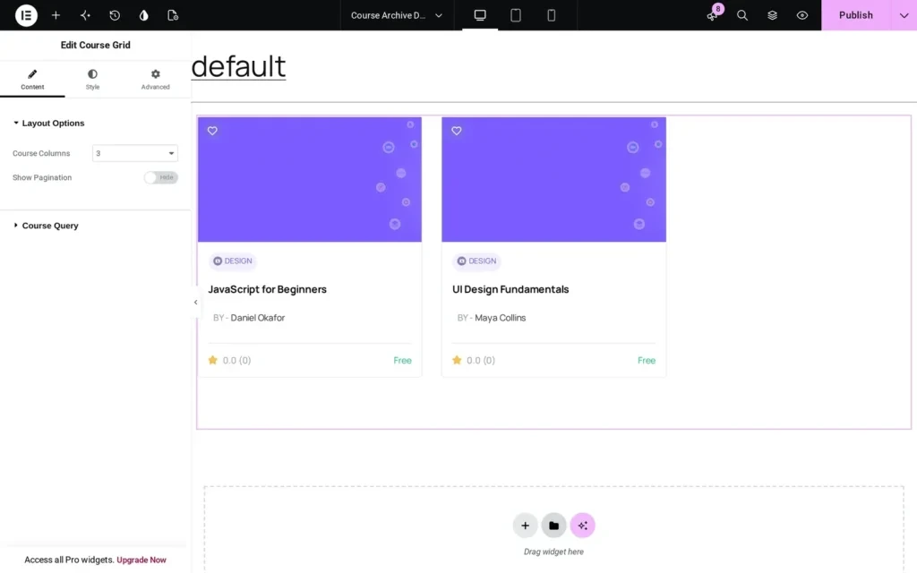 Course Archive templates