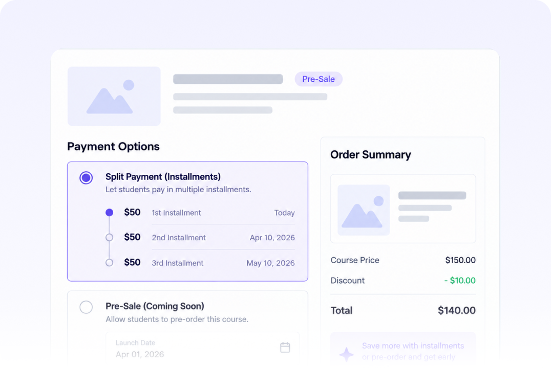 Split Payments & Pre-Sale